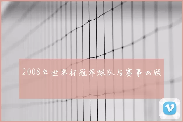 2008年世界杯冠军球队与赛事回顾